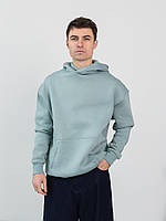 Мужское худи (голубая) молодежная спортивная теплая кофта с капюшоном для парней Турция А6206 soft blue