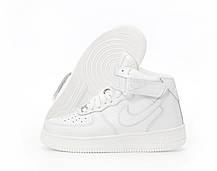 Зимові кросівки Nike Air Force White mid Winter Найк Аір Форс білі з хутром високі шкіра овчина для хлопців та дівчат, фото 4