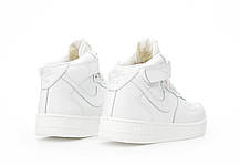 Чоловічі та жіночі кросівки Nike Air Force 1 mid Winter White Найк Аір Форс високі білі шкіра овчина В'єтнам, фото 6