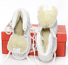 Зимові кросівки Nike Air Force White mid Winter Найк Аір Форс білі з хутром високі шкіра овчина для хлопців та дівчат, фото 3