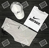 Набор тройка шорты футболка и кепка мужской (Найк) Nike, материал хлопок S