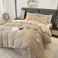 Велюровое постельное белье плюш микрофибра евро Шарпей Colorful Home 200х230 бежевое