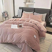 Велюровое постельное белье плюш микрофибра евро Шарпей Colorful Home 200х230 розовое