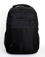 Рюкзак повседневный однотонный черный молодежный среднего размера с карманом под ноутбук 01821012