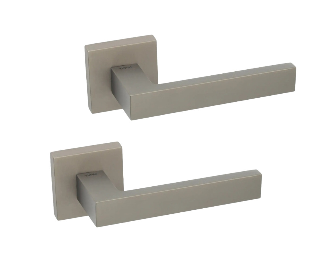 Ручки дверні TUPAI SQUARE 2275Q-141 титан для вхідних і міжкімнатних дверей, фото 1