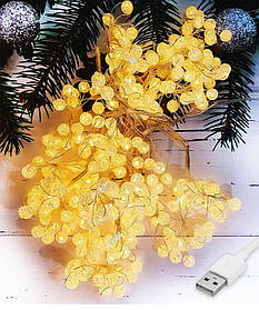 Гірлянда штора "Кришталеві кульки", 3x2м, 240 LED, від USB, 8 режимів