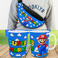 Подарунковий набір: Сумка-бананка + Кружка Супер Маріо, дитячий, для хлопчика (0296)