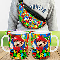 Подарунковий набір: Сумка-бананка + Кружка Супер Маріо, дитячий, для хлопчика (0297)