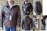 Дубленка, куртка мужская зимняя коричневая из экокожи на меху, есть большие размеры DIKAI