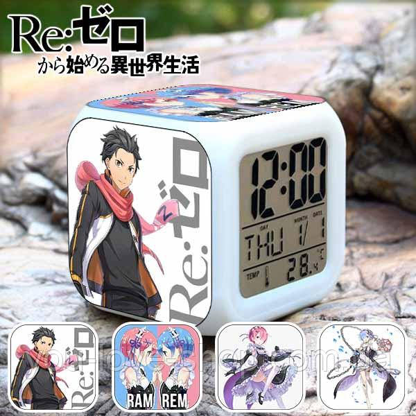 Настільний годинник Re:Zero "Субару, Рем та Рам" / Переродження: Життя з нуля в іншому світі