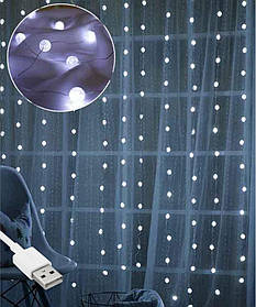 Гірлянда штора "Кришталеві кульки", 3x3м, 360 LED, від USB, 8 режимів