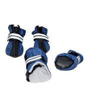 Обувь ботинки для собак с флисом синие 3х 4х7 см