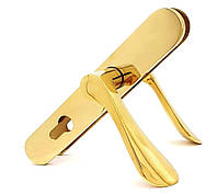 Дверная ручка на планке полированное Золото 05, Бексет 72 мм.