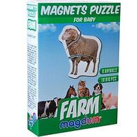 Магнитные пазлы Ферма ML4031-19 EN в коробке 6 животных 18 частей 17х12х4см