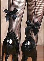 Жіночі колготи дрібна сітка з бантиком Alina, чорні