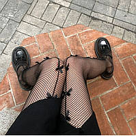 Жіночі колготи у дрібну сітку з бантиками, чорні універсальні SKLV