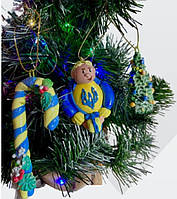 Набір ялинкових новорічних прикрас в українському стилі ручної роботи у подарунковій коробці