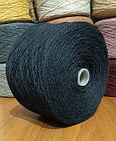 Пряжа шерстяная,нитки для вязания.Производитель Украина. Продажа бобинами (черный)