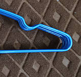 Набір вішалок плеча, тремпіль металевий у силіконовому покритті 40.5 х 19 х 0.3 сині 10 шт. у пап, фото 5