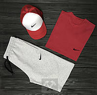 Комплект 3 в 1 шорты футболка и кепка мужской (Найк) Nike, высокого качества
