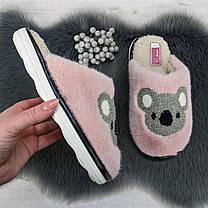Тапочки жіночі домашні хутряні з коалою рожеві 4350, фото 4