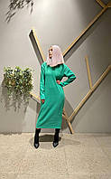Женское ангоровое длинное платье под горло теплое черное молочное беж зеленое 42-46 46-50 большого размера