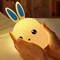 Силіконовий дитячий нічник 7 режимів LED Rabbit Soft Touch,SK