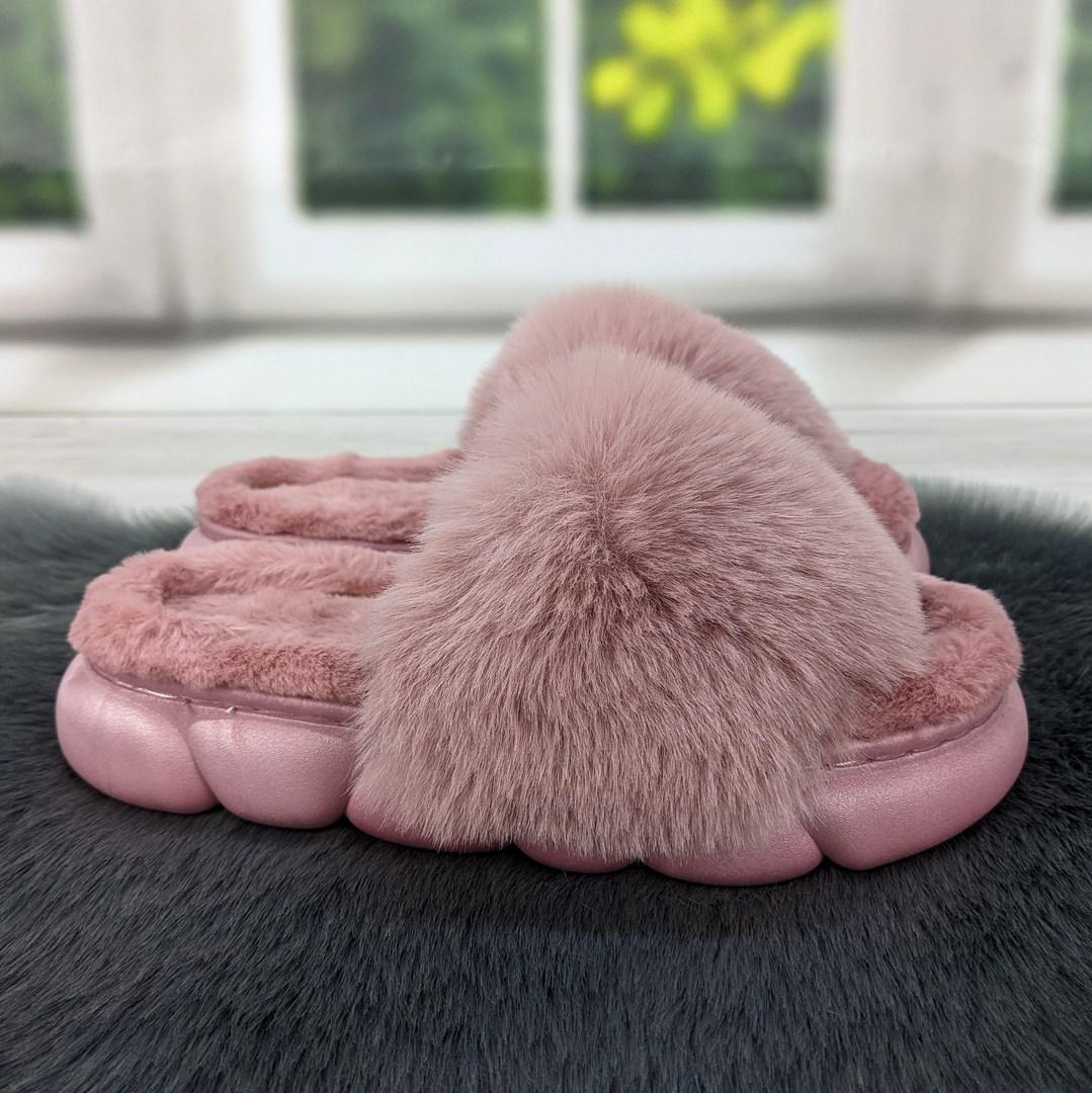 Капці хутряні жіночі пудрові на платформі Fangre 4184-2, фото 1