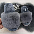 Капці хутряні жіночі сірі на платформі Fangre 4184-2, фото 4