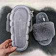 Капці хутряні жіночі сірі на платформі Fangre 4184-2, фото 6