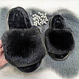Капці хутряні жіночі чорні на платформі Fangre 4184-2, фото 3