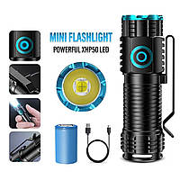 Ліхтар світлодіодний Mini flashlight XHP50 з високою потужністю, кемпінговий з магнітом