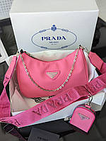 Женская брендовая сумка Prada. Яркая маленькая сумка Prada.Розовая сумка Прада