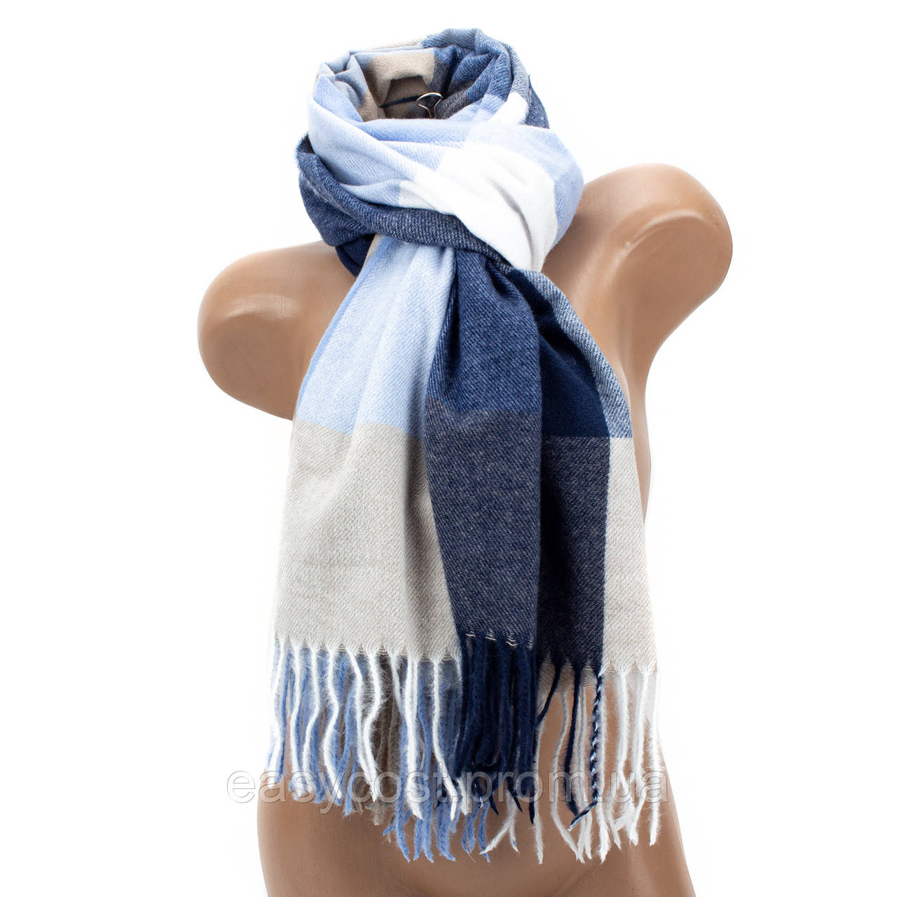 Жіночий шарф у клітку Corze F10BLU, темно синій