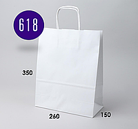 Подарочные пакеты с ручками 260х150х350 Крафтовый пакет белый подарочный (50 шт/уп) komora6