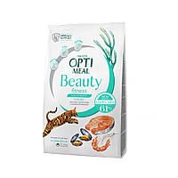 Корм сухой OPTI MEAL для взрослых стерилизованных кошек Beauty Fitness Sterilised с морепродуктами 1,5 кг