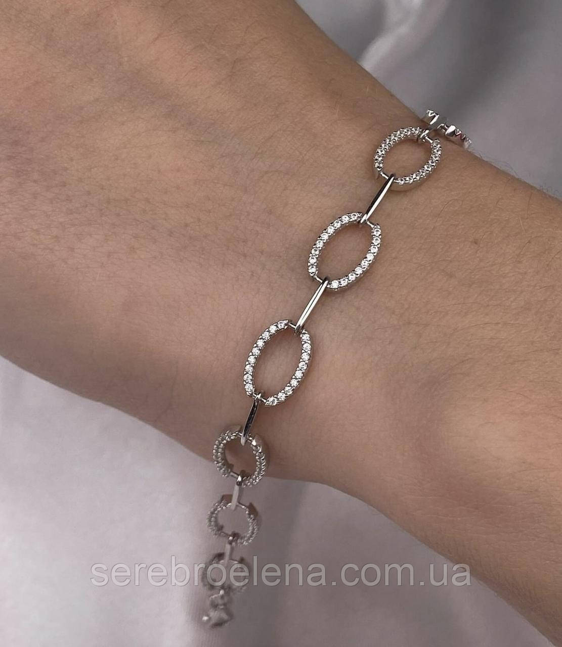 Жіночий срібний браслет з камінцями 1400.10р, фото 1