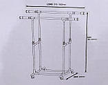 Вішалка-стійка для одягу підлогова подвійна вішалка пересувна з перекладинами 90-160 см на 60 кг, фото 7