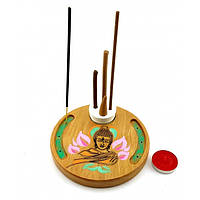 Декоративная подставка для благовоний круглой формы из дерева 14*1.8см Будда