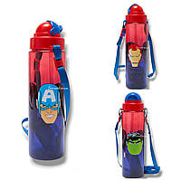 Дитяча пляшка для води напоїв 630ml з трубочкою Avengers Marvel.