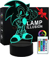 Ночник Sonic The Hedgehog 3D Night Light, 3D иллюзия