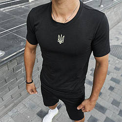 Чоловіча спортивна футболка з Гербом України чорна з Тризубцем