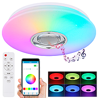 Потолочный светильник RGB на 60Вт, 38см, с колонкой, Bluetooth и ДУ / Умная музыкальная люстра с приложением