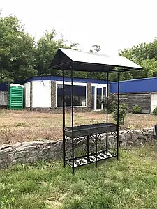 Мангал для гриля, Мангал з дахом та дровницею на 9 шампурів 4мм хороший мангал з металу переносни