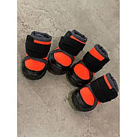 Теплі черевики для великих і дрібних собак на липучці, на щільній гумовій підошві, оранжевого кольору