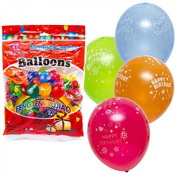 Кулька надувна "Happy birthday", 100 штук 11-91(82339)