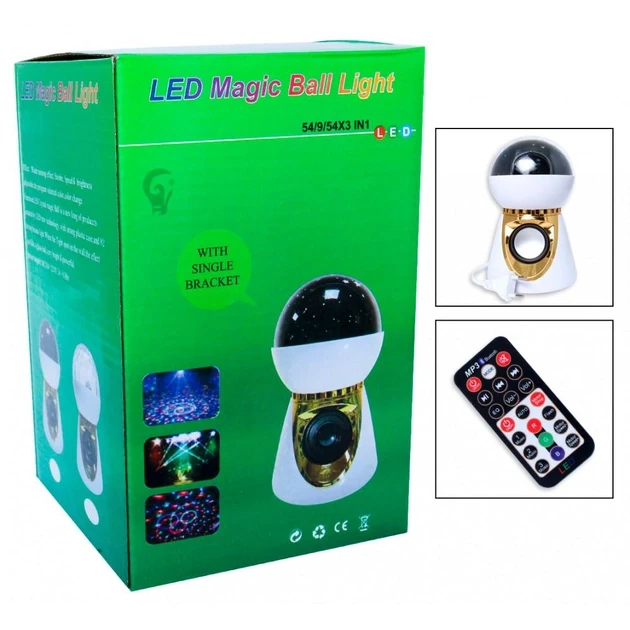 Нічник-проектор диско куля зоряного неба з колонкою LED Bluetooth Music Bulb NN, фото 1