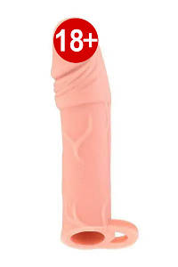 Насадка на член Real Body - Real Extender HUGY з відкритою голівкою і кільцем для мошонки