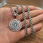 Срібний комплект кулон Вегвізир - Рунічний Компас та ланцюжок бісмарк 925 проба чорніння, фото 3