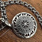 Срібний комплект кулон Вегвізир - Рунічний Компас та ланцюжок бісмарк 925 проба чорніння, фото 4